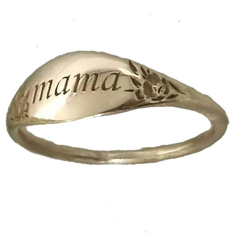 Exquisite Women's Gold Color Mama Letter Flower Ring Simple Personality Engagement Party Ring Jewelry