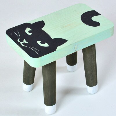Mini banco de madera de dibujos animados nórdico para niños, pintura para muebles, decoración del hogar, accesorios para sala de estar: green