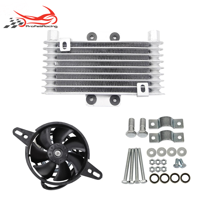 Enfriador de aceite de aluminio para motor de motocicleta + radiador de refrigeración de ventilador 125Ml Universal para moto de cross ATV enfriador de aceite de ventilador de