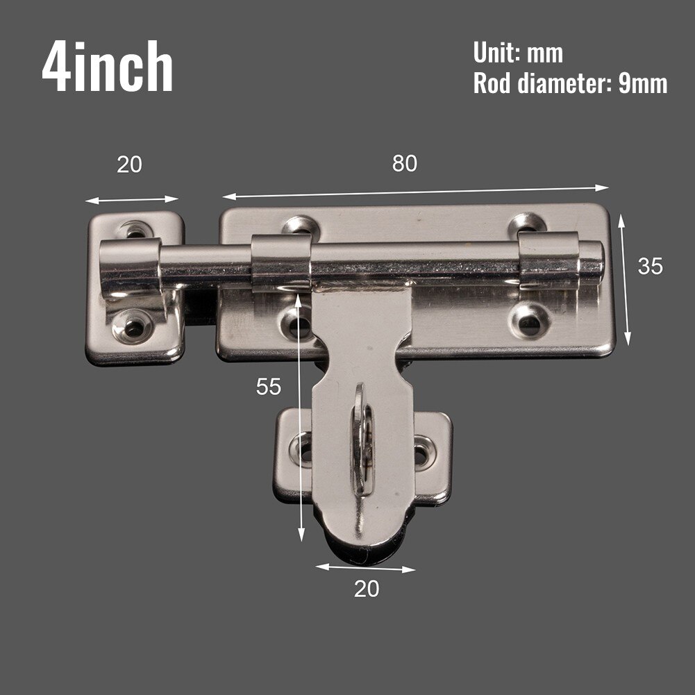 1PC Brushed Stainless Steel Slide Bolt Lock Gate Latch For Gates Fences Garage Shed Doors For Closing Mechanism Hardware