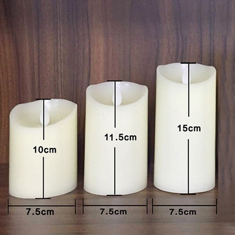 3PCS Smooth Flickering Flame LED Flameless Candle Mood Battery Operated Candle Made By Paraffin Wax Home Lamp Light Decoration
