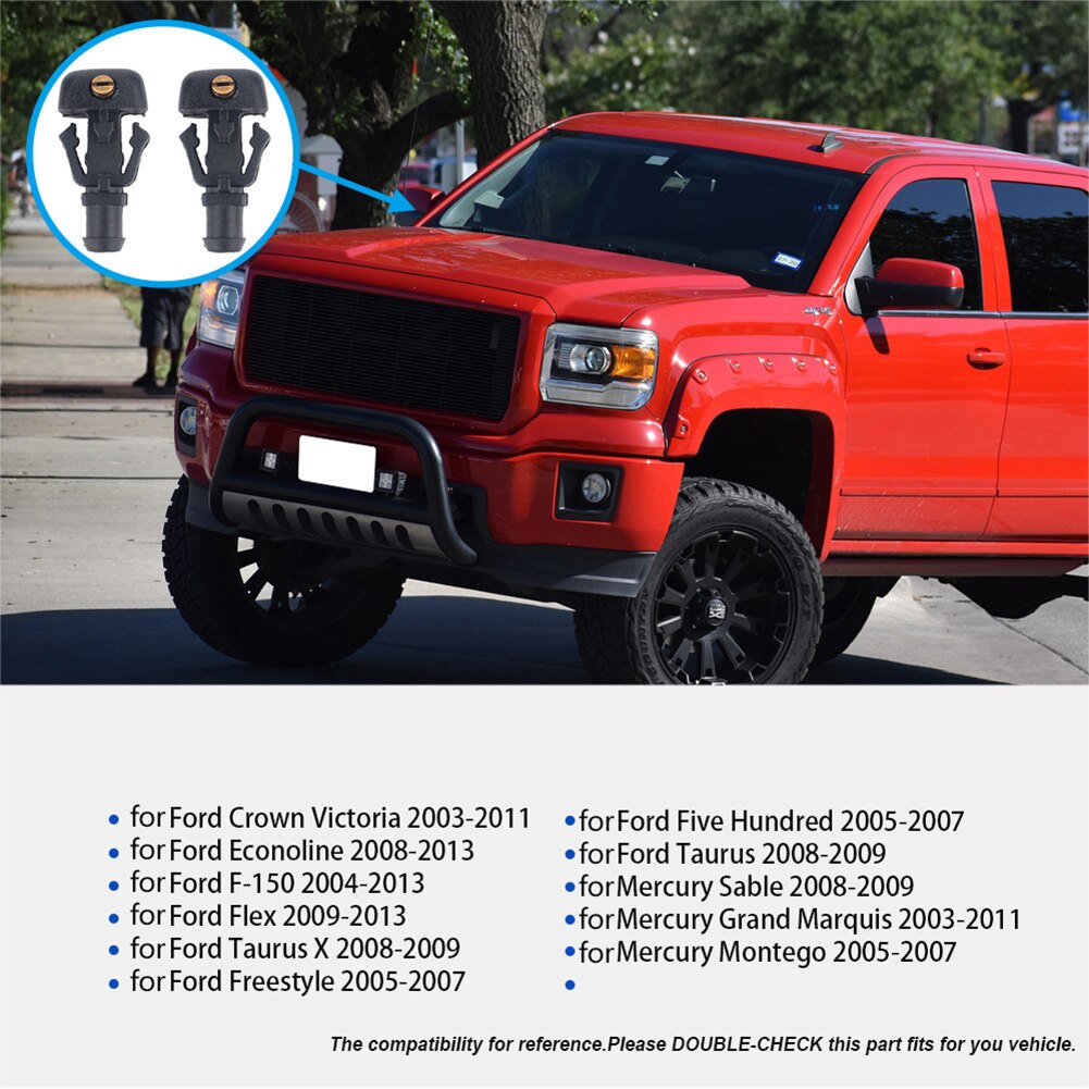 1 Pair High Front Windshield Washer Fluid Jet Nozzle for Ford Crown Victoria Econoline Flex F-150 3W7Z17603AA