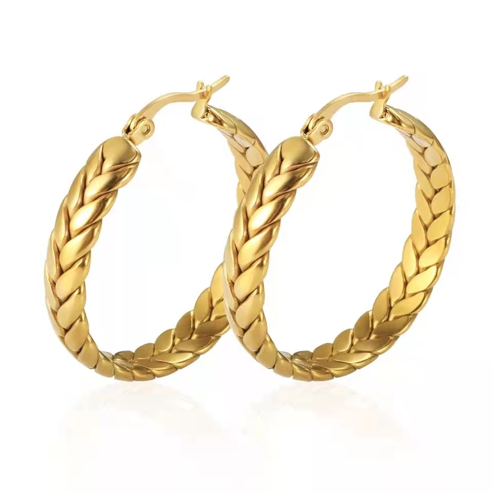 Pendientes de aro geométricos de acero inoxidable para mujer, aretes circulares de Metal, joyería de: gold