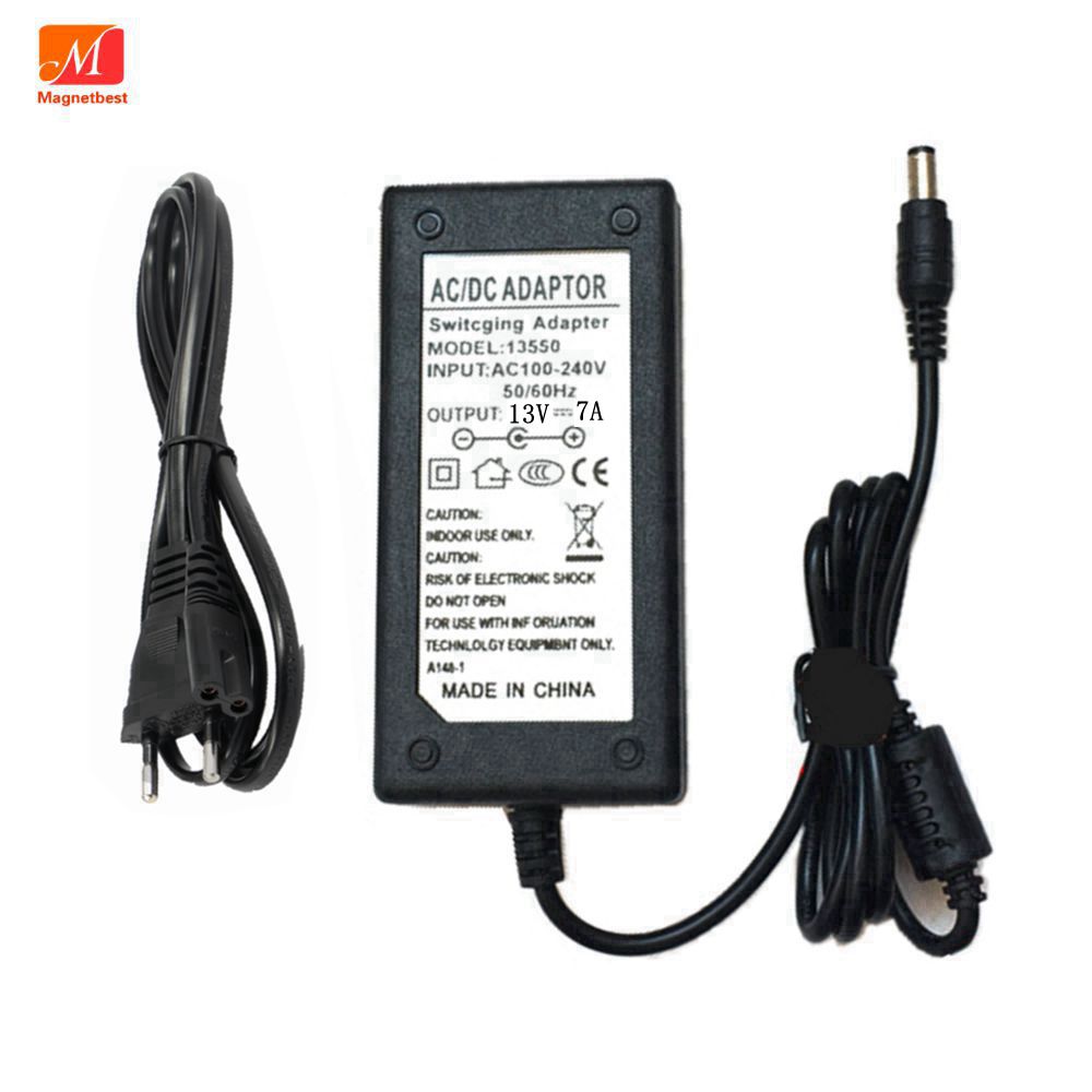 Adaptador de cargador de 13 V, 7A, 13 voltios, transformador de CA y CC, conmutación con Cable de UE, EE. UU., AU, Reino Unido, fuente de alimentación, convertidor de 5,5x2,5mm