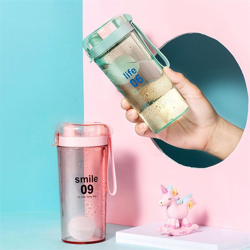 400ml rørende vannflaske plast lekkasjesikker kaffe melk te drikke vannkoker bærbar sport reise protein shaker drinkware