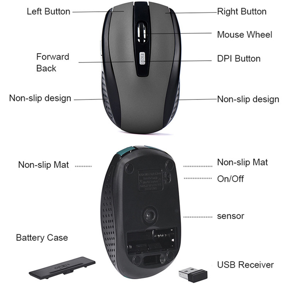 2.4G Wireless Mouse Ergonomics Mouse Portable Optical Ergonomic Mice For Laptop iPad Tablet Notebook MacBook Office Gaming Mouse