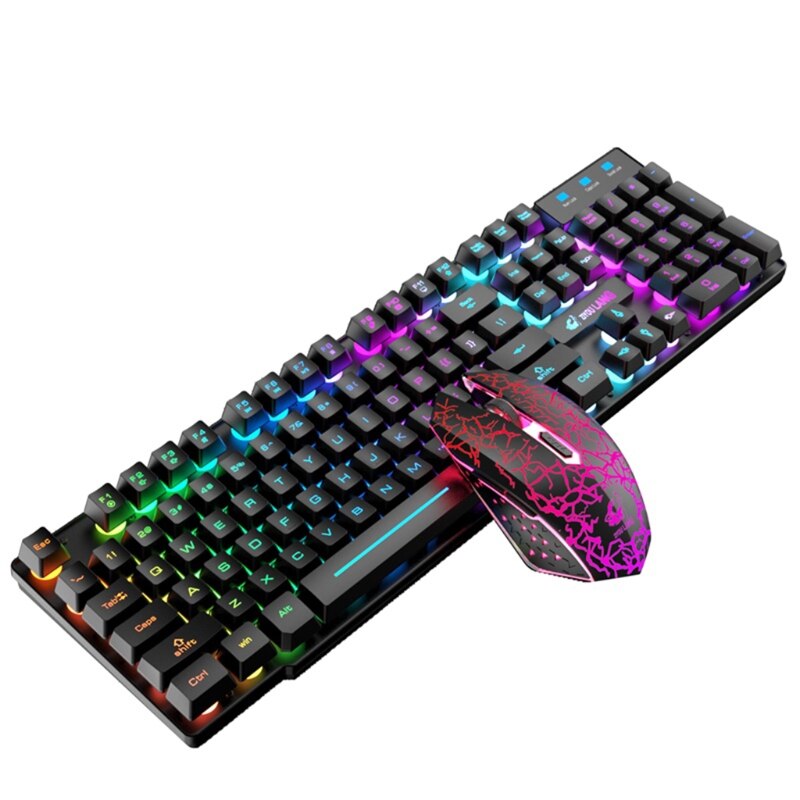 2.4G Wireless Gaming Keyboard and Mouse Set Colorful LED Breathing Light Keypad 1XCB