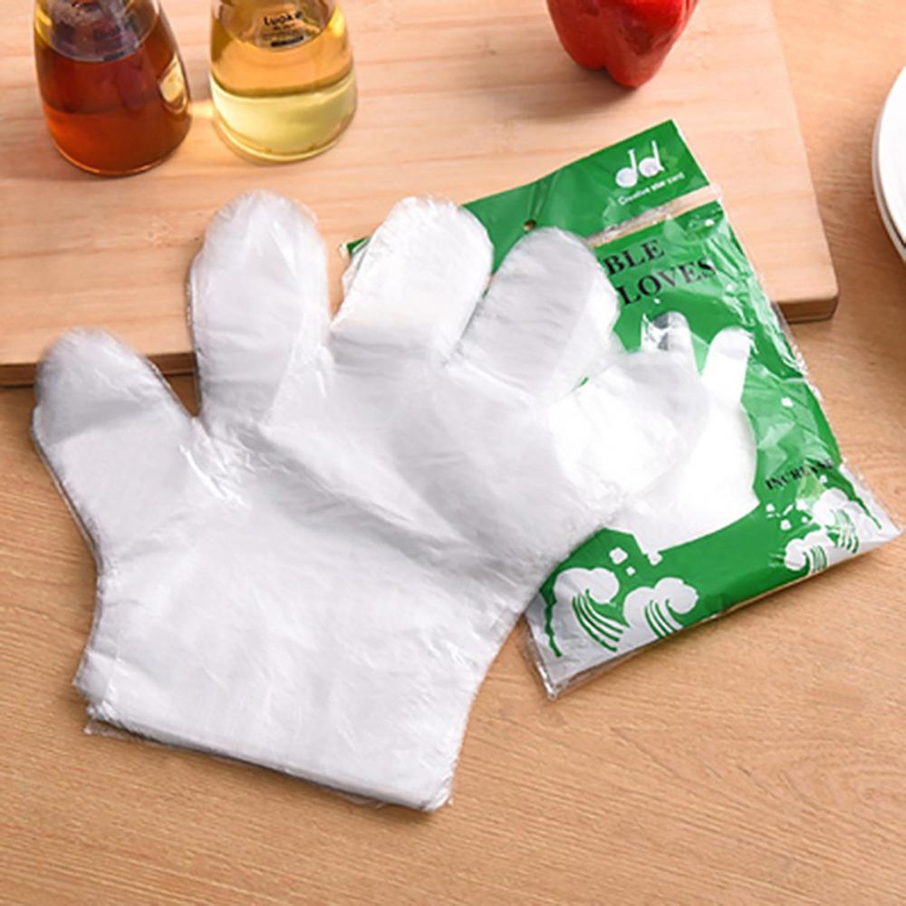 100 stuks transparante plastic wegwerphandschoenen eenmalige barbecuehandschoenen voor huishoudelijk gebruik badkamerhygiënische handschoenen voor koken en schoonmaken