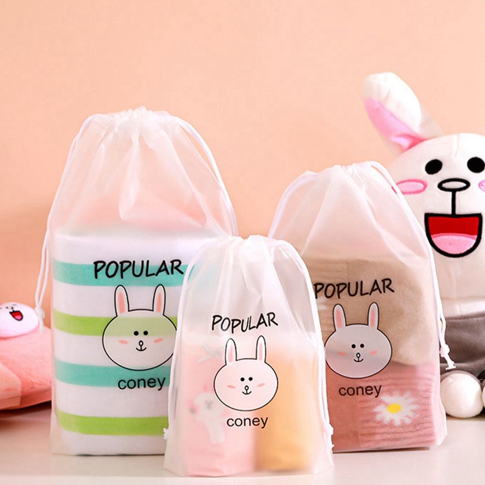 3Pcs Trekkoord Zak Plastic Tasje Scrub Schoenen Reizen Opbergtas Transparante Kleding Sokken Plastic Verpakking Zak: 3