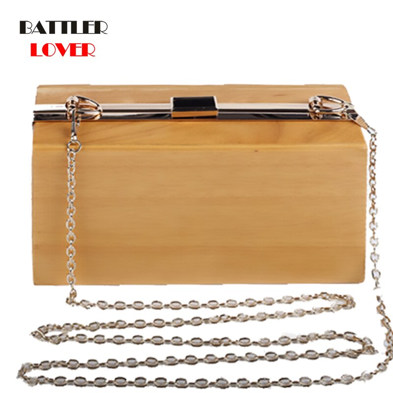 Mujeres Vintage de madera caja de bolsos de noche de bolso de mano de día de boda hecho a mano bolso para mujer bolso de lujo