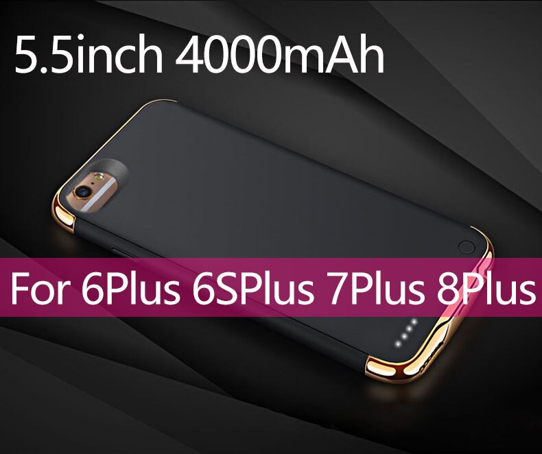 3500/4000Mah Battery Charger Case Voor Iphone 6 6s 7 8 Power Bank Ultra Dunne Externe Backup Battery Case Voor Iphone 6 6s 7 8Plus: Black i6P 6SP 7P 8P