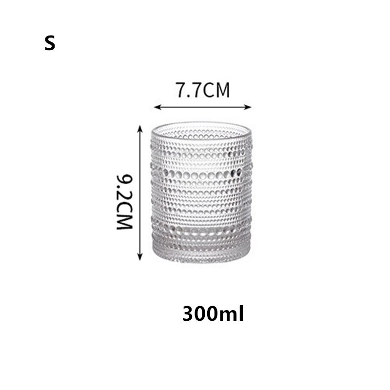 Embossed Bead Glass Cup Heat Resistant Old Fashioned Glass for Juice Water Wine Transparent Drinkware for Home Bar: 300ML