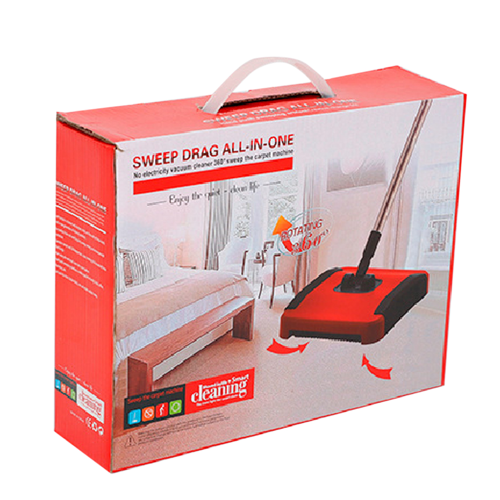 Carpet Floor Sweeper Hand Push Automatic Broom Home Office Carpet Dust Shredded Paper With Brush Cleaning Sweeper 110*24*22cm