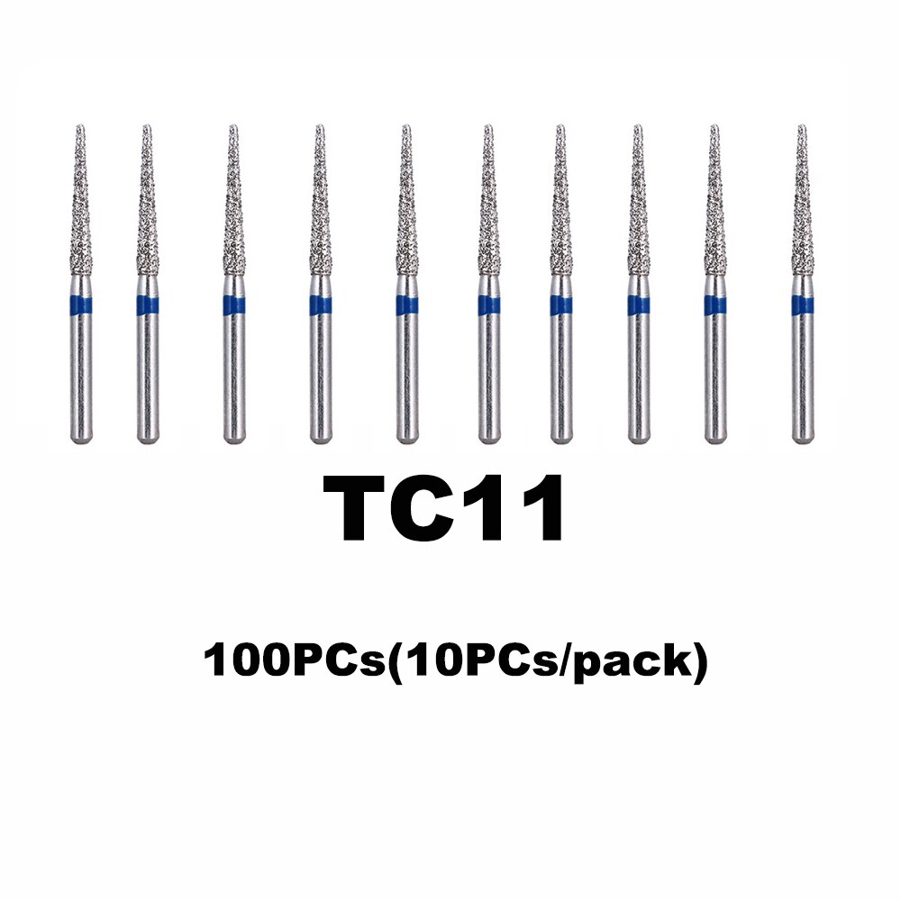 100PCs Dental Diamond Burs Drill Dentistry Burs Dia-burs for High Speed Handpiece Handle Diameter 1.6mm Dentist Tools BR31 FO32: 100PCs TC-11
