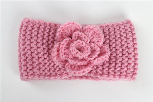 Nouvelle doux bébé hiver garder au fleur tricot laine infantile enfants fille bandeau phtographie accessoires bébé cheveux accessoires: pink
