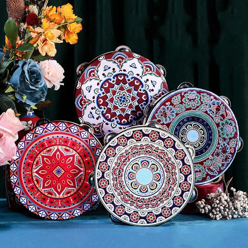 Cloches de Style ethnique, tambour à motifs colorés pour enfants et adultes, Performance sur scène Portable, Instruments de musique pour débutants,