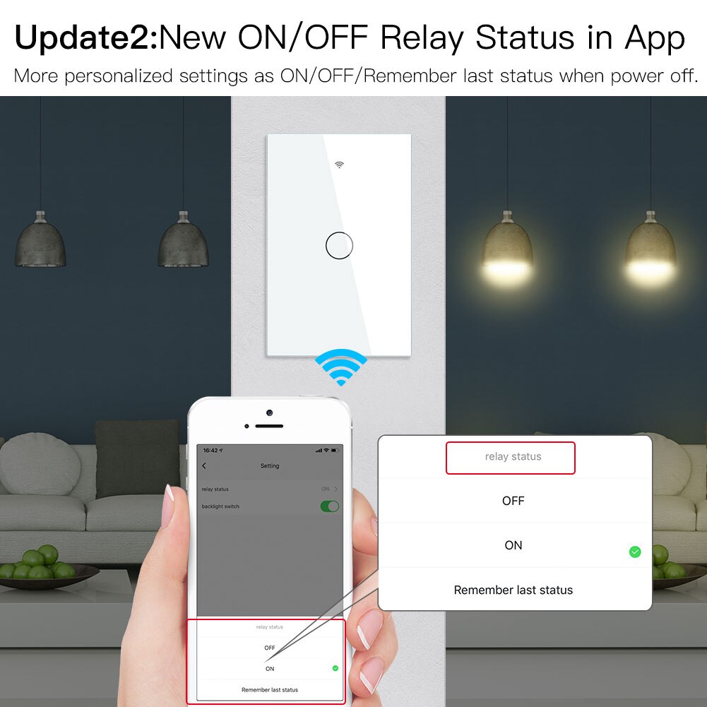 WiFi Smart Light Switch RF433 No Neutral Wire Single Fire Smart Life Tuya App Control Works with Alexa Google Home 110V 220V