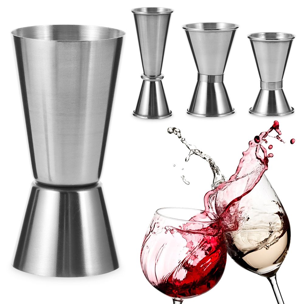 Stainless Steel Cocktail Shaker Measure Cup Dual Shot Drink Spirit Measure Jigger Kitchen Bar Tools