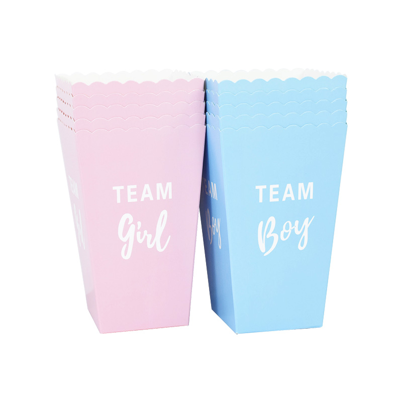 6pcs Gender Reveal Boy or Girl Popcorn Box Team Boy Girl Candy Treat Box Baby Shower Birthday Party Decor Packaging Supplies: SKY BLUE