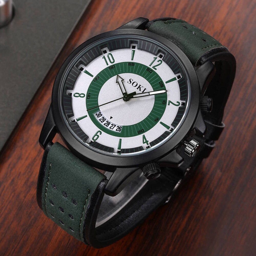 Horloges Heren Horloges Luxe Mode Silicagel Lederen Casual Glas Quartz Analoge Datum Horloges Relogio Masculino Reloj