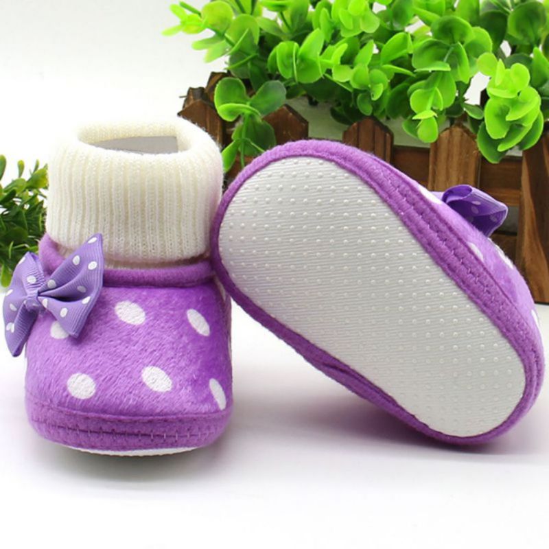 Bebe Wieg Sneeuw Breien Booty Baby Meisje Strik Fleece Snowboots Mocassin Laarsjes Prinses Schoenen