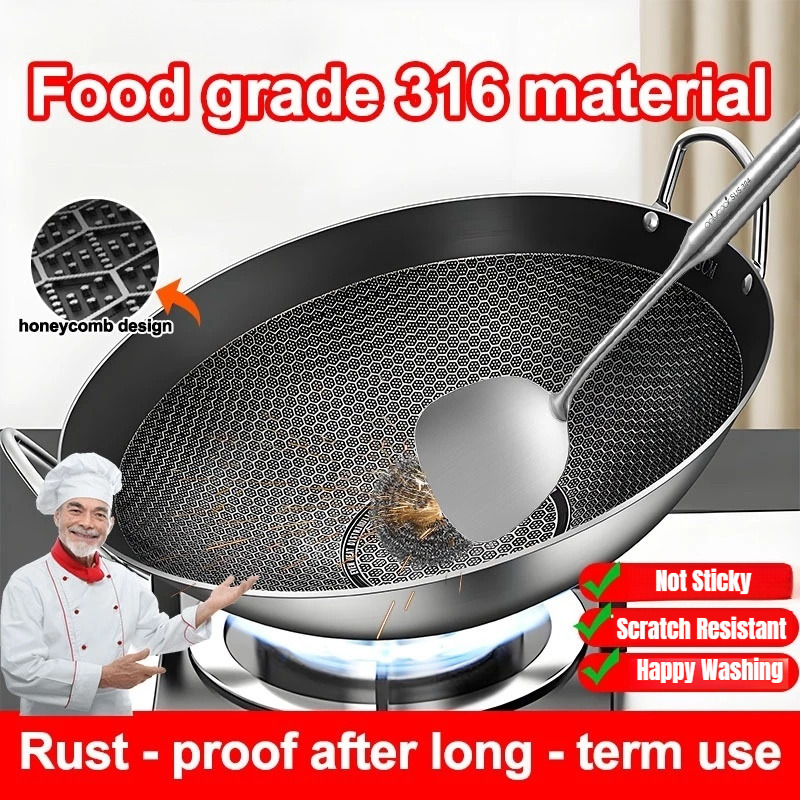 Fortykket og uddybet kogegryde honeycomb-gryde miljøvenligt rustfrit stål høj temperaturbestandigt non-stick køkkengrej