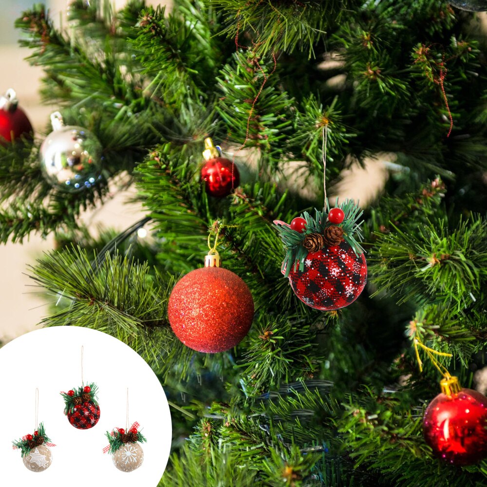 3Pcs Christmas Hanging Balls Xmas Tree Hanging Decor Shape Pendant Ornament: Default Title