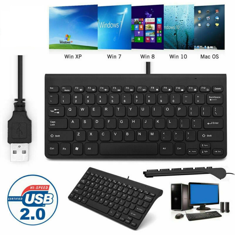 Sec Mini Slim USB 2.0 Gaming Keyboard Ultra-Thin Quiet Small Size 78 Keys Mini Multimedia Usb Ergonomic Keyboard For Laptop Pc