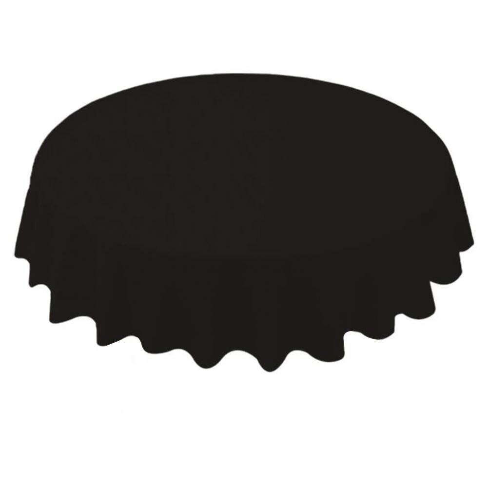 84 Inch Round Tablecloth Simple Disposable PE Waterproof Thicker Table Cover Fabric for Home: Black
