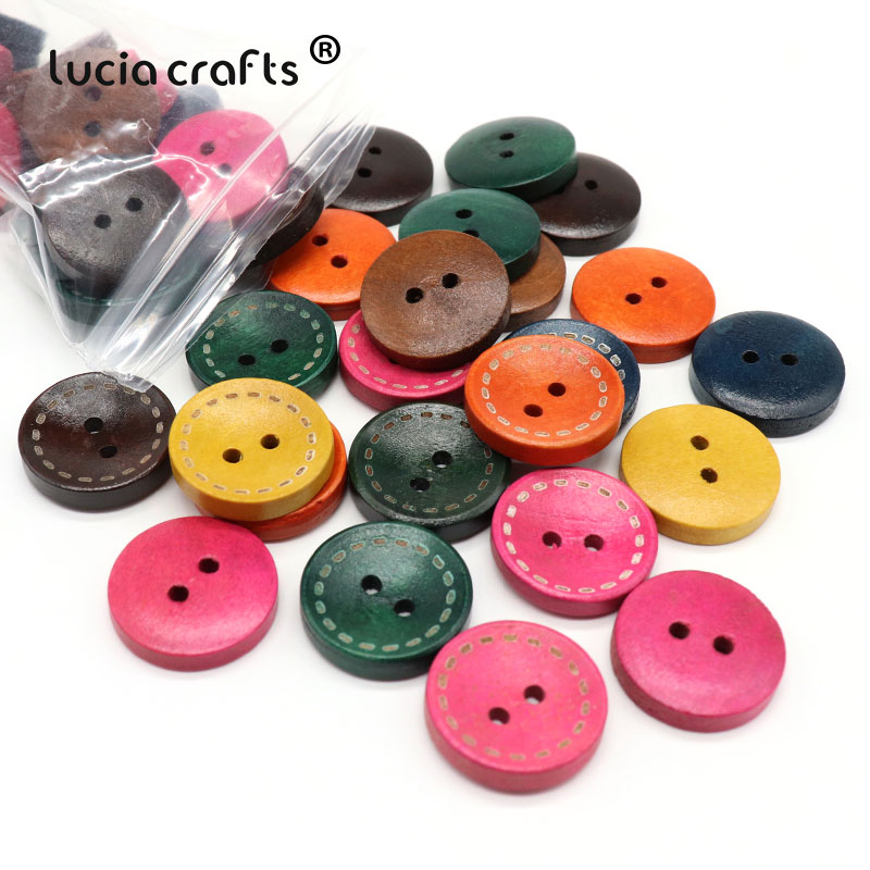 Lucia crafts 20mm Wooden Button 2-Holes Round Shape Sewing Buttons For Garment Apparel DIY Scrapbooking Accessories E0107