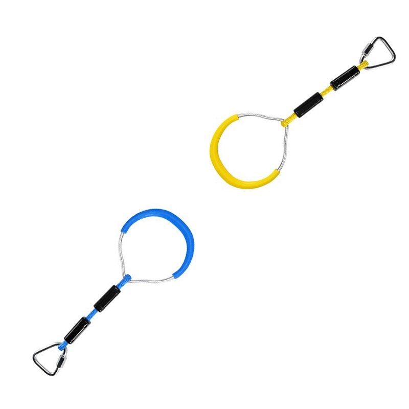 2 stk heavy duty swing gymnastik ringe børn trapez bar pull up gym ringe ring til børn drenge piger gul & blå