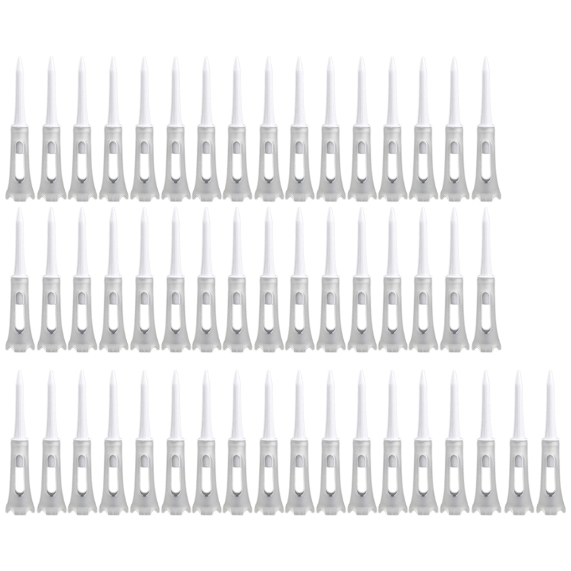 50Pcs Golf Tee Double Layer Plastic Ball Tee Soft Low Resistance Golf Seat Golf Training Tool: white