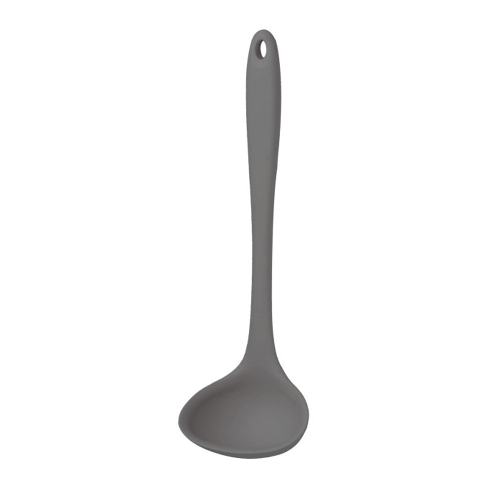 Non-stick Silicone Ladle Soup Spoon Curved Handle Unbreakable Big Round Scoop for Dinner Kitchen Dining Tool Tableware
