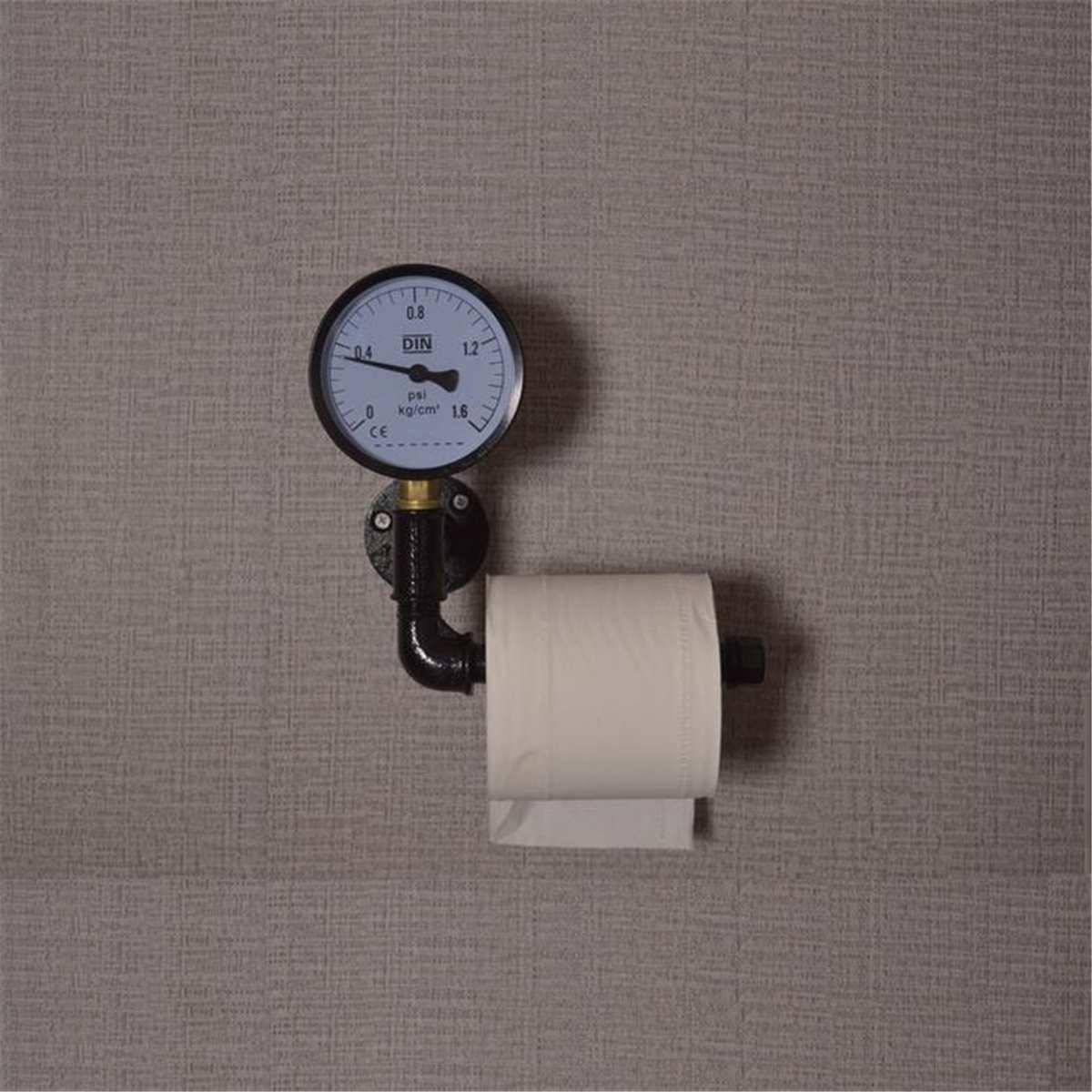 Toiletpapirrulleholder med telefonholder vægmonteret hylde flydende vandrørstativ rustikke industrielle husholdningsartikler: 1