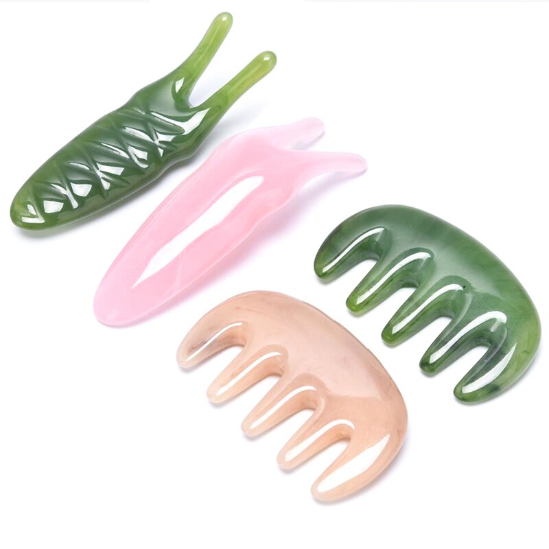 Y-shaped Natural Rose Quartz Jade Fork Massage Plate Nose Massage Acupuncture Face Lifting Stone Guasha Scraping Facial Gouache