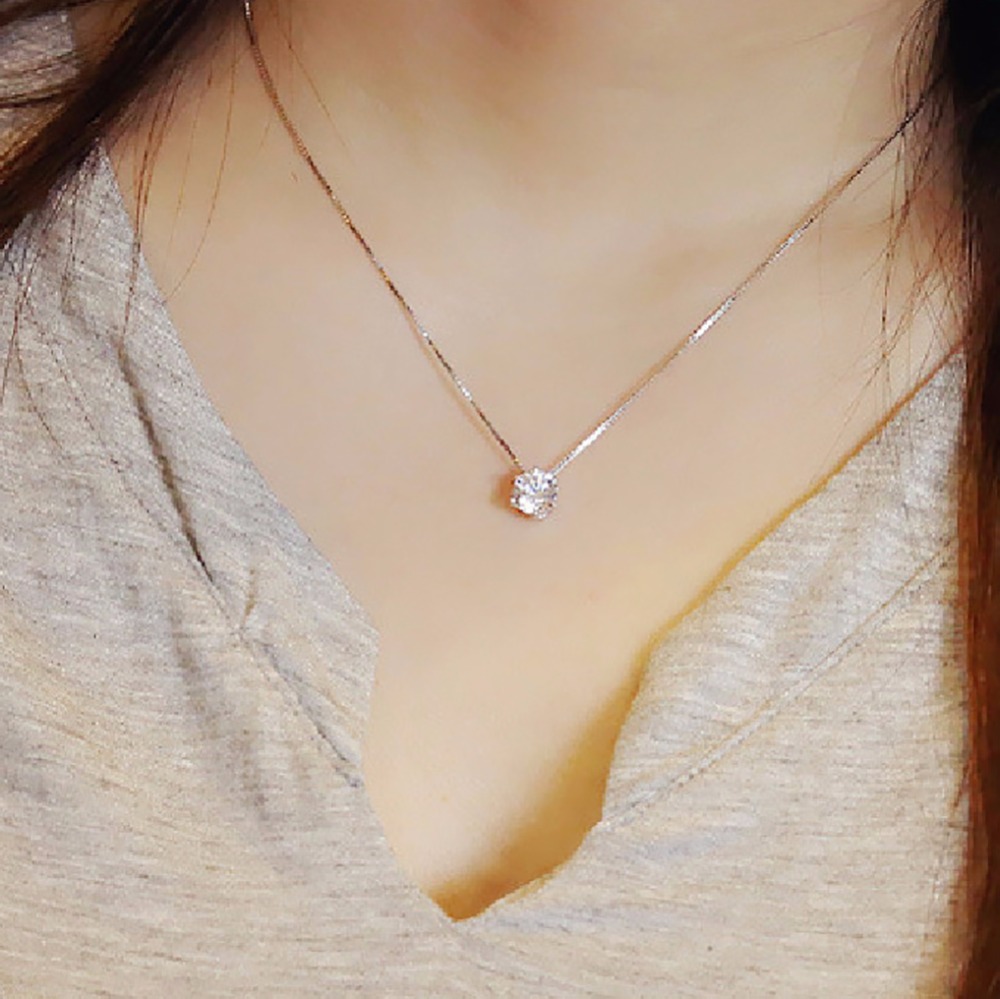 Classic Klauwen Crystal Zirkoon Hanger Ketting Voor Vrouwen Meisje Mode Zilveren Kleur Wit Zirkoon Bruiloft Ketting Sieraden