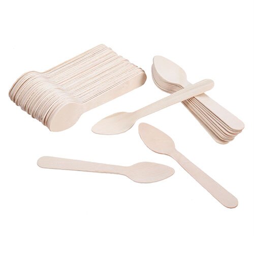 50 stuks houten keukenbenodigdheden, wegwerplepels/vorken/snijders, dessertservies, bruiloftsfeestbenodigdheden: 1