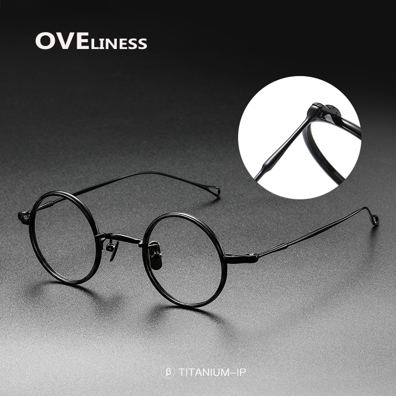 Montura de gafas de titanio puro para hombre, monturas de gafas graduadas ópticas redondas Vintage para miopía, gafas Retro Titan para mujer 2025