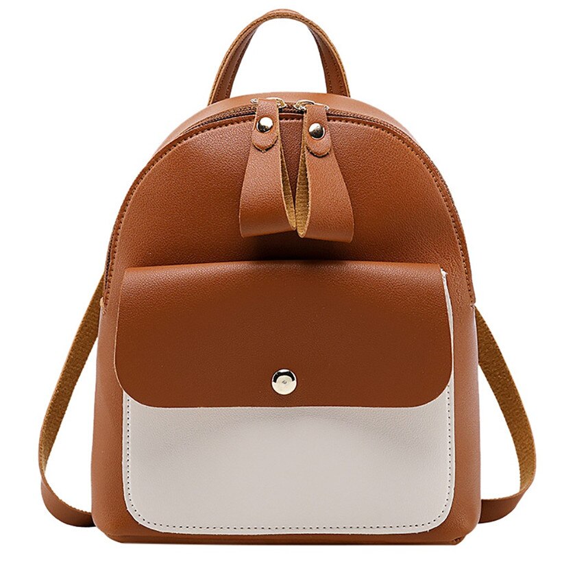 Dames leren rugzak kinderrugzak mini rugzak dames schattige gepaneelde rugzakken voor tienermeisjes kleine tas boekentas: Bruin
