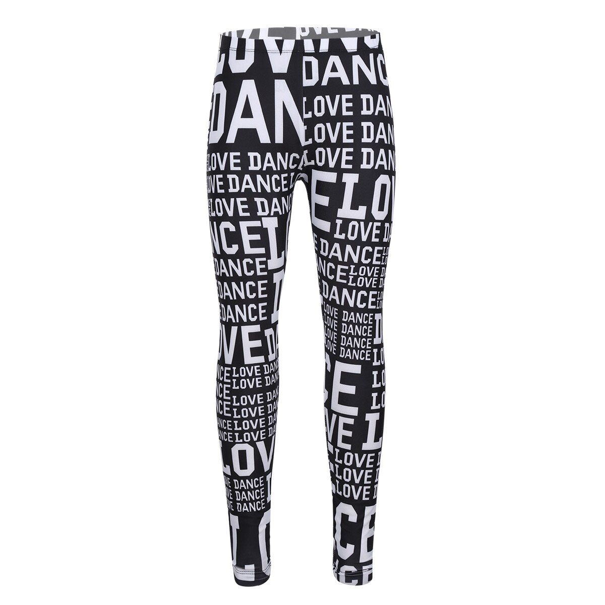 Bambini ragazze bambini lettere Leggings stampati pantaloni collant festa danza Performance Costume Sport Fitness pantaloni da palestra Costume