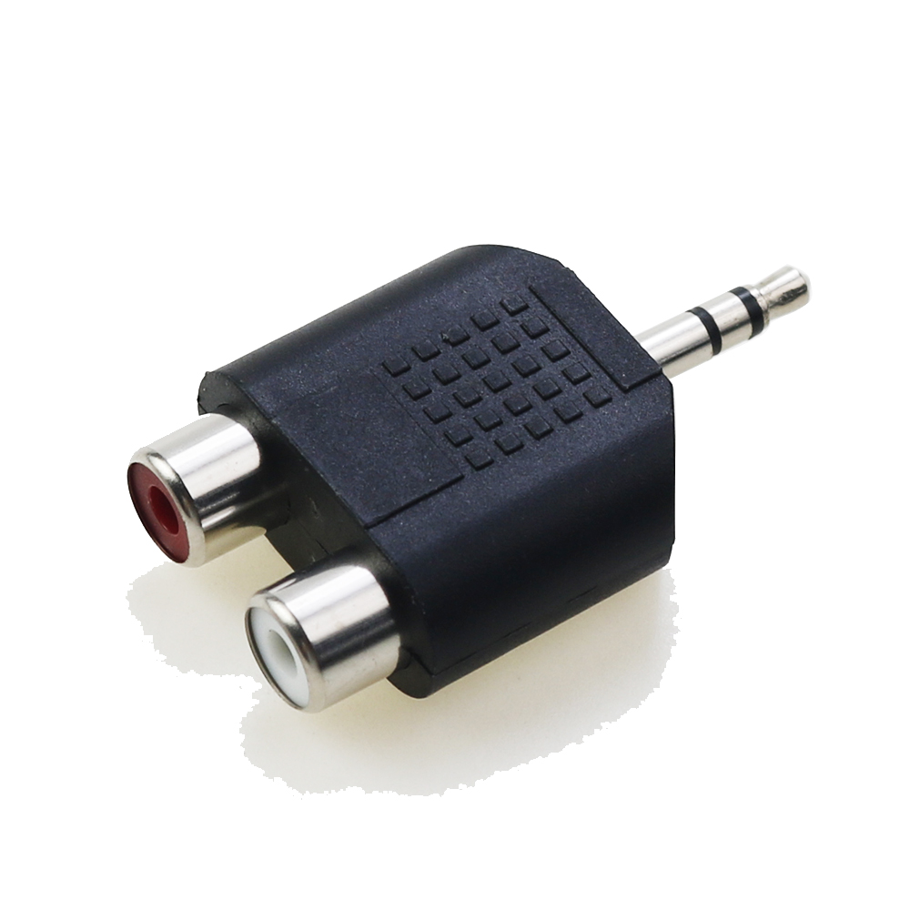 2 STUKS Dual RCA Male/Vrouwelijk naar RCA 3.5mm 6.5mm 6.5mm 1/8 "1/4" mono stereo adapter Connector: Lavendel