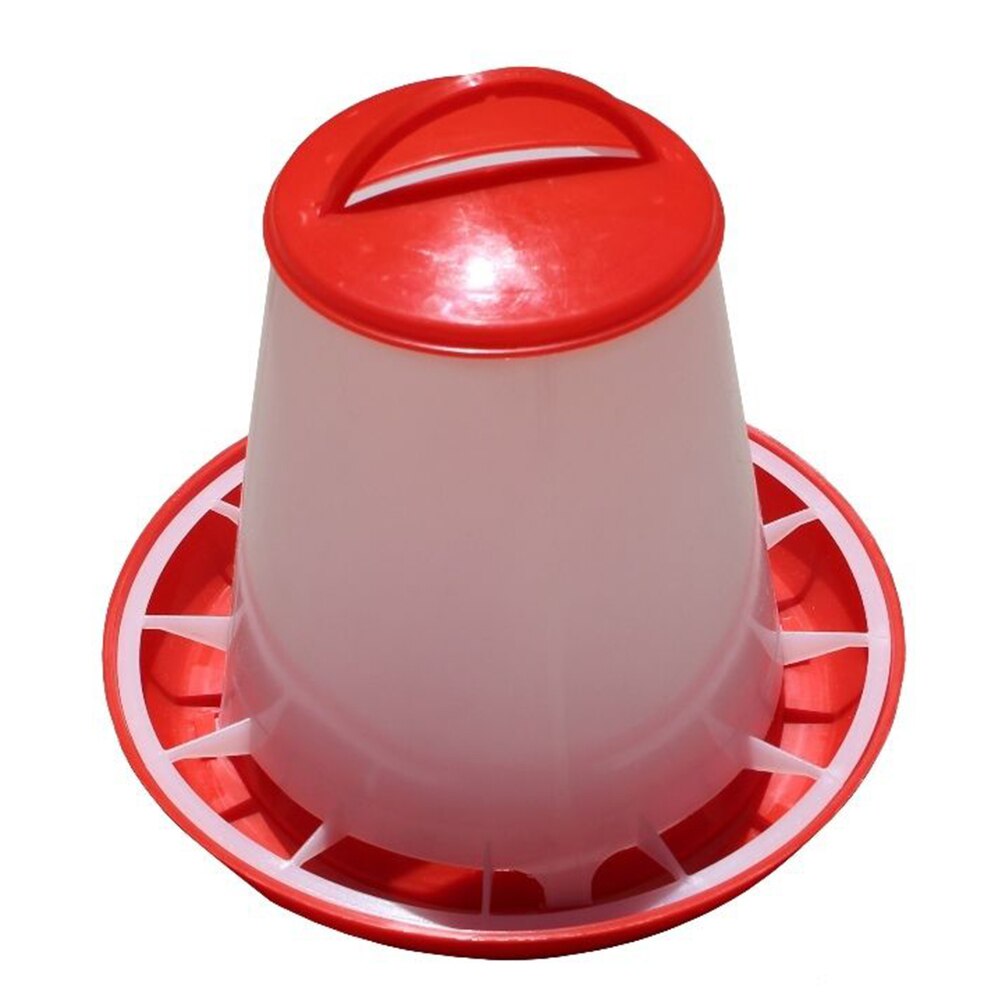 Red Plastic Feeder Chicken Baby Chicks Hen Poultry Feeder Lid & Handle Farm Animal Feeding Watering Supplies 1.5kg