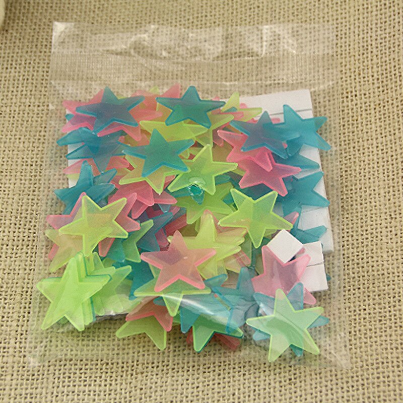 50pcs/pack 3cm Star Energy Storage Fluorescent Glow In The Dark Luminous on Wall Stickers Toys for Kids Room Living Room Decal: mix