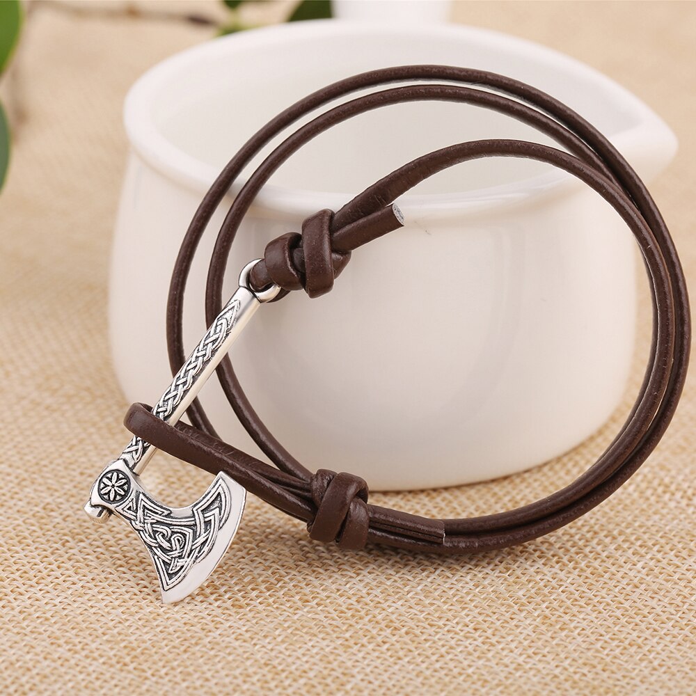 Dawapara hache de Perun amulette divinité slave du tonnerre et de la foudre dieu Perun Viking bijoux hommes Bracelets en cuir femmes