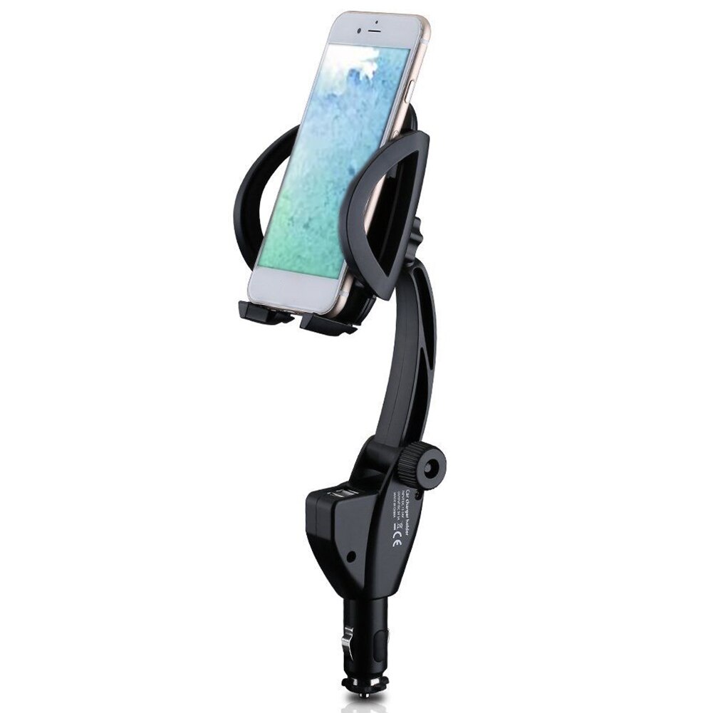 Cigarette Lighter Mount Stand Phone Holder Car Charger Portable Adjustable Bracket Practical Dual USB Universal 360 Degree