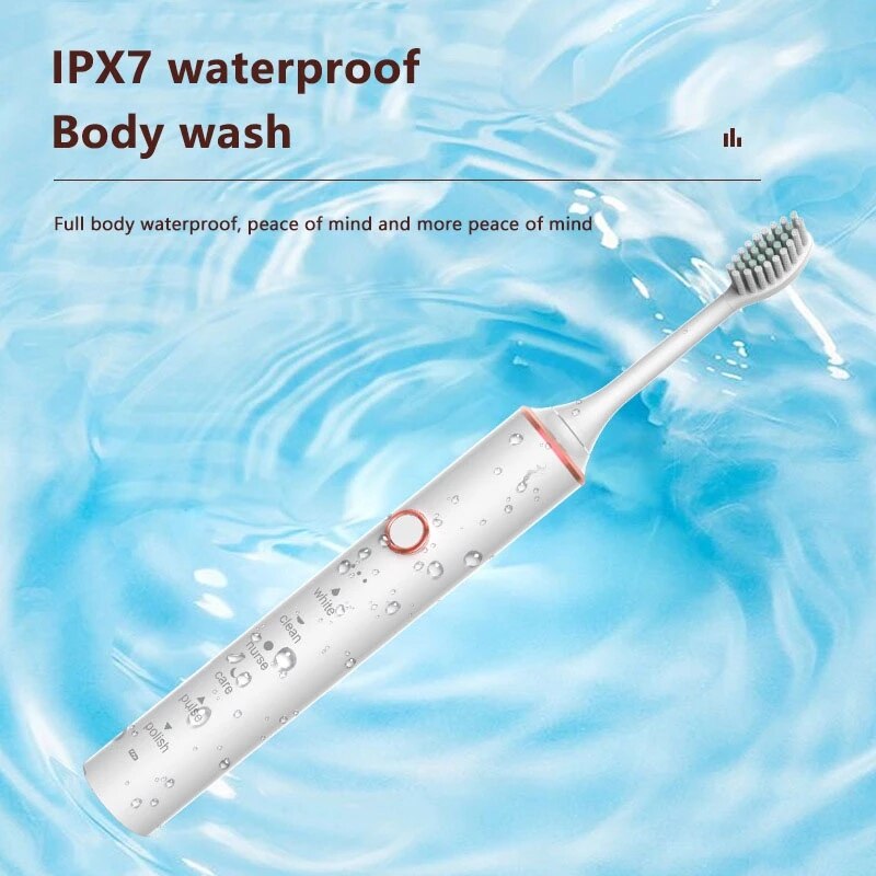 GeZhou-cepillo de dientes eléctrico sónico para niños, dispositivo de limpieza recargable IPX7, resistente al agua, 18 modos de viaje, 16 cabezales