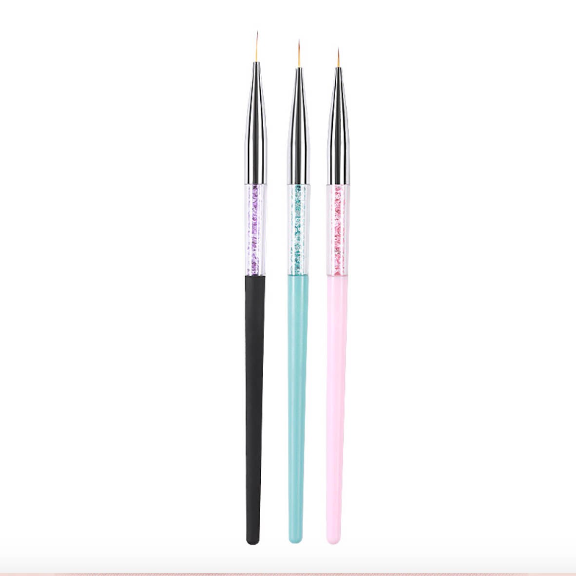 3 pièces/ensemble rose/bleu/noir Nail Art dessin stylo crochet fleur sculpture ongles stylo beauté maquillage outil avec strass