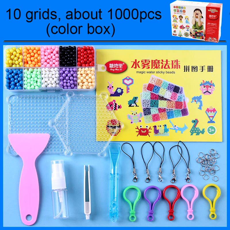 Puzzle Multicolor DIY Water Spray Magic beads Ring Refill Toys For Children Educational Kit Ball Game Beads Juguetes: 1000pcs (color box)