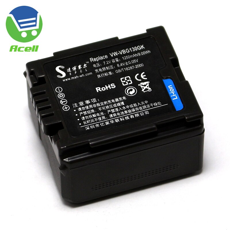 VW-VBG130 VW-VBG070A Battery for Panasonic HDC-SD10 SD3 SD5 SD7 SD8 TM10 SDR-H40 H48 H50 H60 H68 DMC-L10K AG-HSC1UMC Camcorder: 1Battery