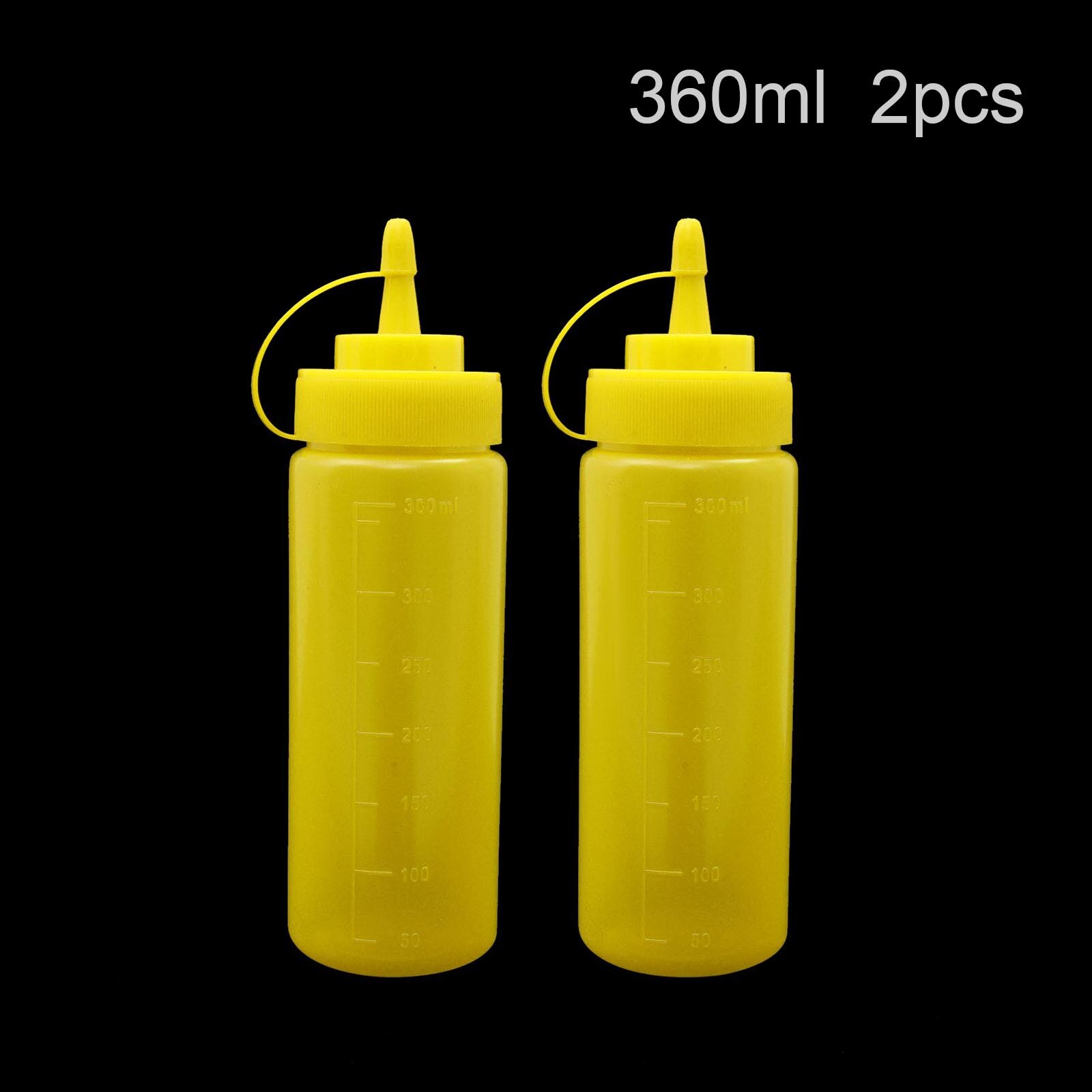 CellDeal 2Pcs Squeeze Flasche Salat Dressing Flasche Würze Spender Sauce Essig Öl Ketchup Menage Bin Tomaten Sauce Flasche: Yellow 360ml 2pcs